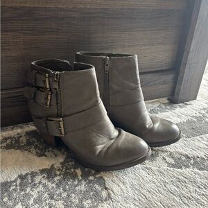 Women’s Ankle Booties with Triple Buckle Detail - Gray